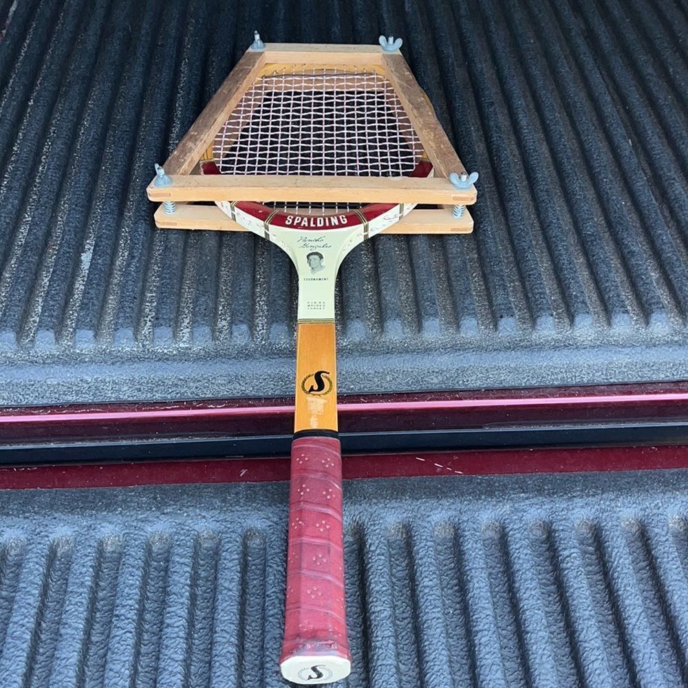 Vintage Spalding tennis Racquet Wood By Pancho Gonzales Personal Used Tournament